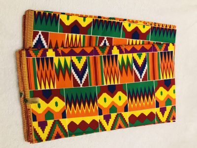 African Wax 6 yards Kente design fabric real African traditional print .  Ankanra 100% cotton material.
