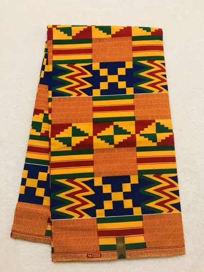 African Wax 6 yards Kente design fabric real African traditional print. Ankanra 100% cotton material.