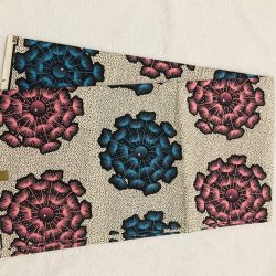 African Wax 6 yards blue beige and pink dandelion  African print. Ankanra 100% cotton material