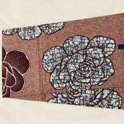 African Wax 6 yards brown beautiful flowers design real African print. Ankanra 100% cotton material.