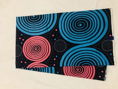 African Wax 6 yards pink black and blue space and galaxy design real African print. Ankanra 100% cotton material.