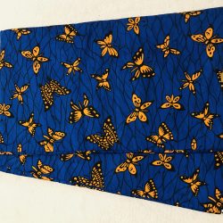 African Wax 6 yards royal blue and yellow burterflies design African print.  Ankanra 100% cotton material.