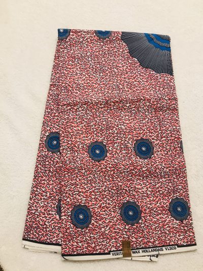 African Wax6 yards pink gray and royal blue eye of the storm African print. Ankanra 100% cotton material